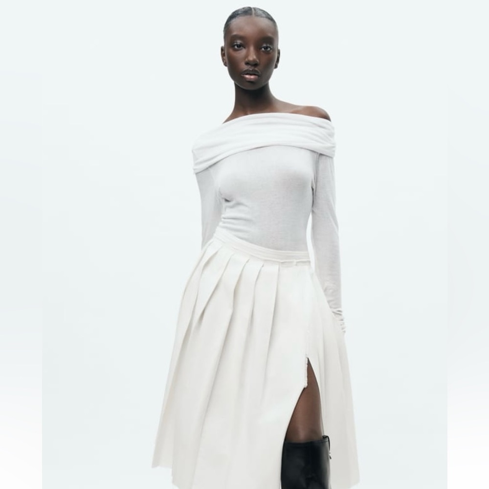 ZARA PLEATED MIDI SKIRT M (0626